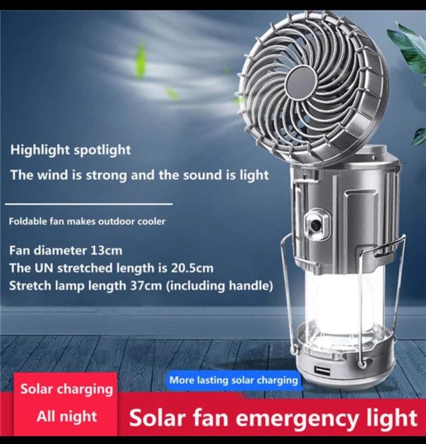 6 In 1 Portable Outdoor Led Camping Lantern With Fan Solar Charge|FUSION SHOP